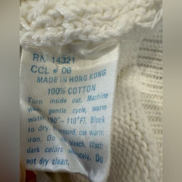 Vintage Pringle of Scotland Cream V-Neck Sweater Geometric Rope Design Size Med - Picture 7 of 9